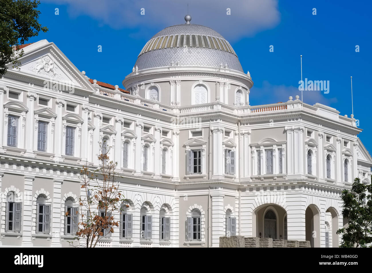 Vue partielle du Musée National de Singapour, le plus ancien musée à Singapour ; Stamford Road, Singapour Banque D'Images