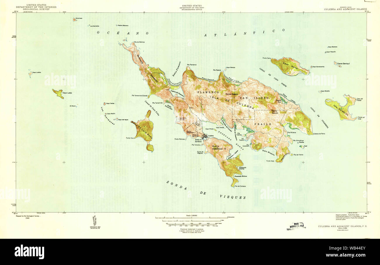 Carte TOPO USGS PR Porto Rico Vieques et îles adjacentes 3623981950 Restauration 30000 Banque D'Images