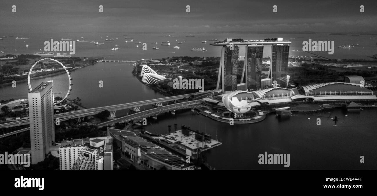Une vue sur Marina Bay et au-dessus de Singapour centre Banque D'Images