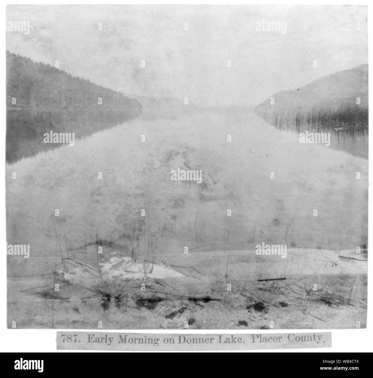 Tôt le matin sur le lac Donner - Placer County Abstract/moyenne : 1 tirage photographique : semestre stéréophotogramme, d'albumen. Banque D'Images