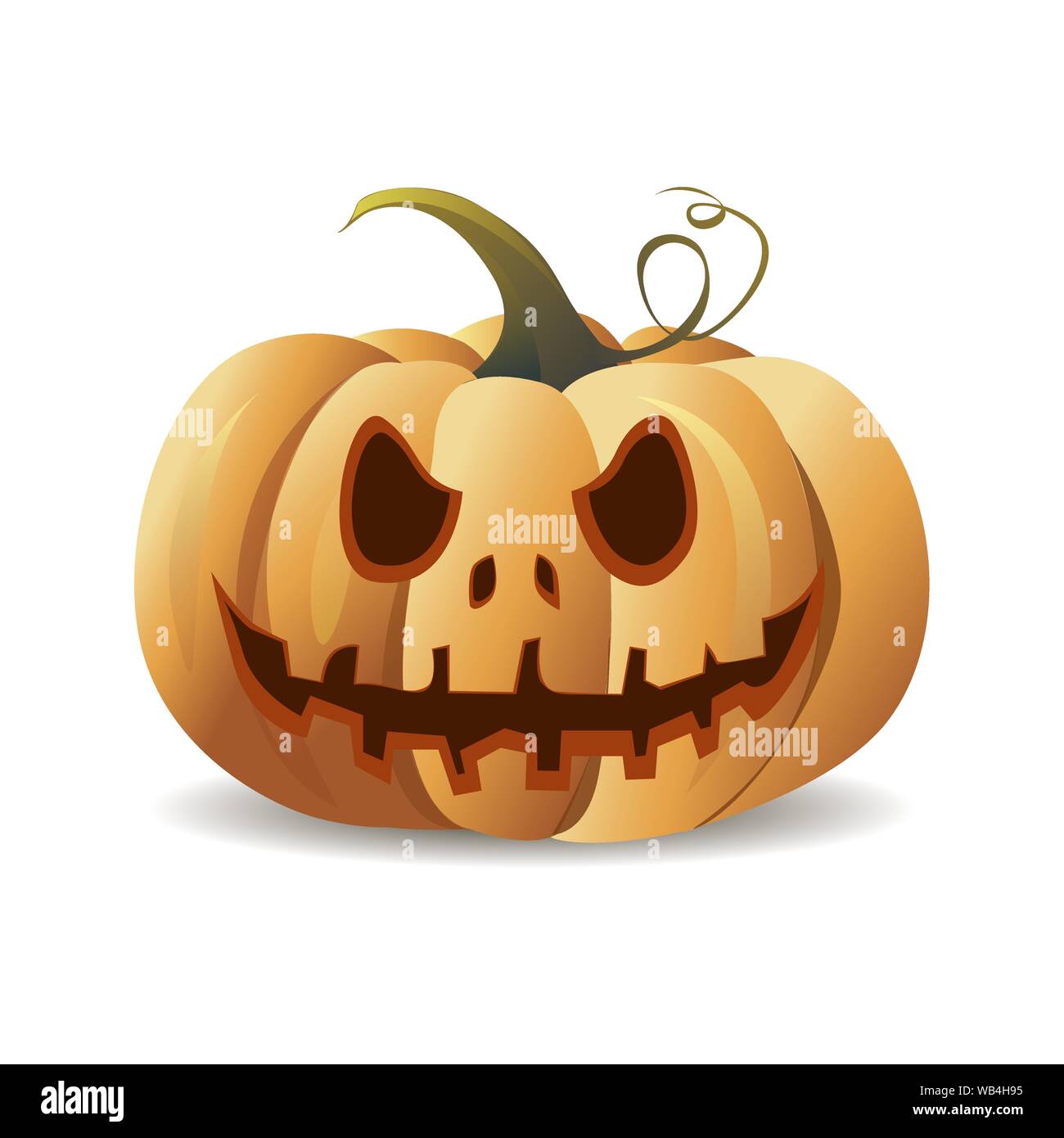 Cartoon Halloween Pumpkin en souriant. Vector orange citrouille à l'automne maison de vacances. Illustration de l'halloween mascot avec sourire effrayant isolé sur blanc. Tradi Illustration de Vecteur