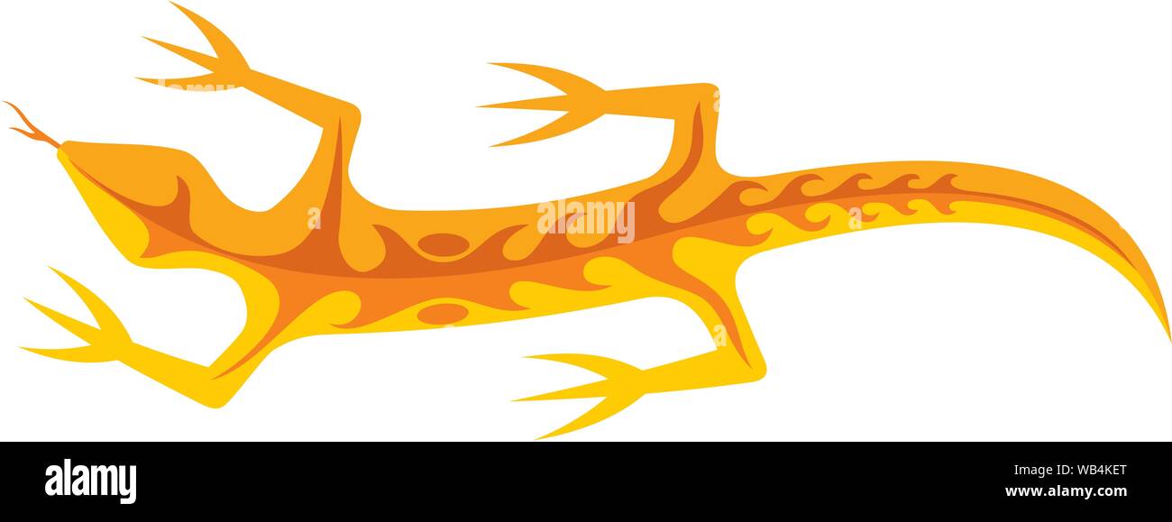 Icône lézard orange avec des formes tribales sur le corps isolé sur fond blanc Illustration de Vecteur