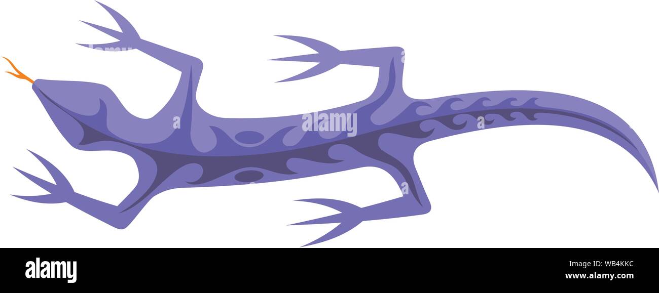 Icône lézard mauve avec des formes tribales sur le corps isolé sur fond blanc. Illustration de Vecteur
