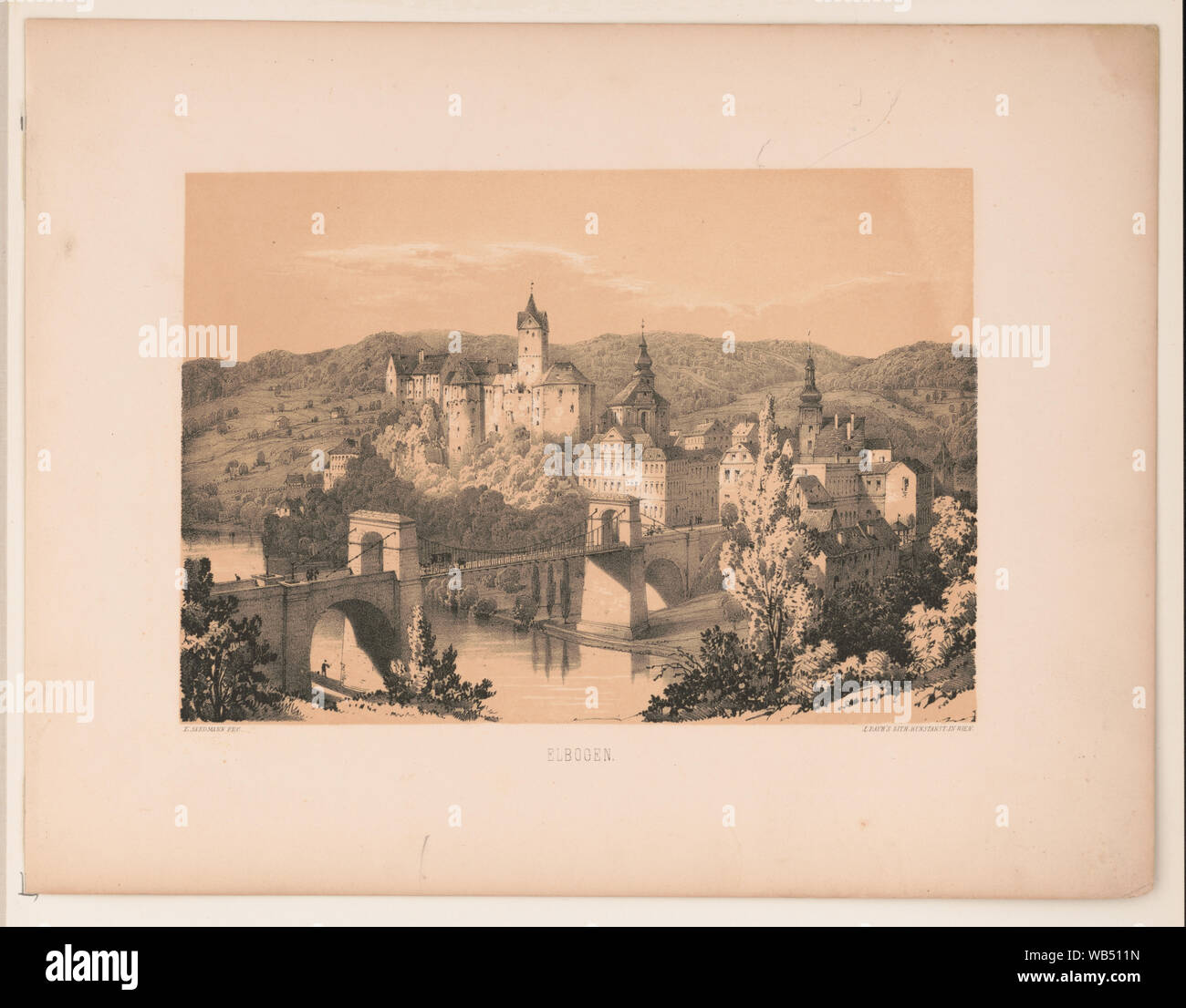 Elbogen (aujourd'/ X. Sandmann fec. Rauh. ; J. lith. Dans Kunstanst Wien. Abstract/moyenne : 1 gravure : lithographie ; teinté 25,4 x 32,9 cm la feuille. Banque D'Images