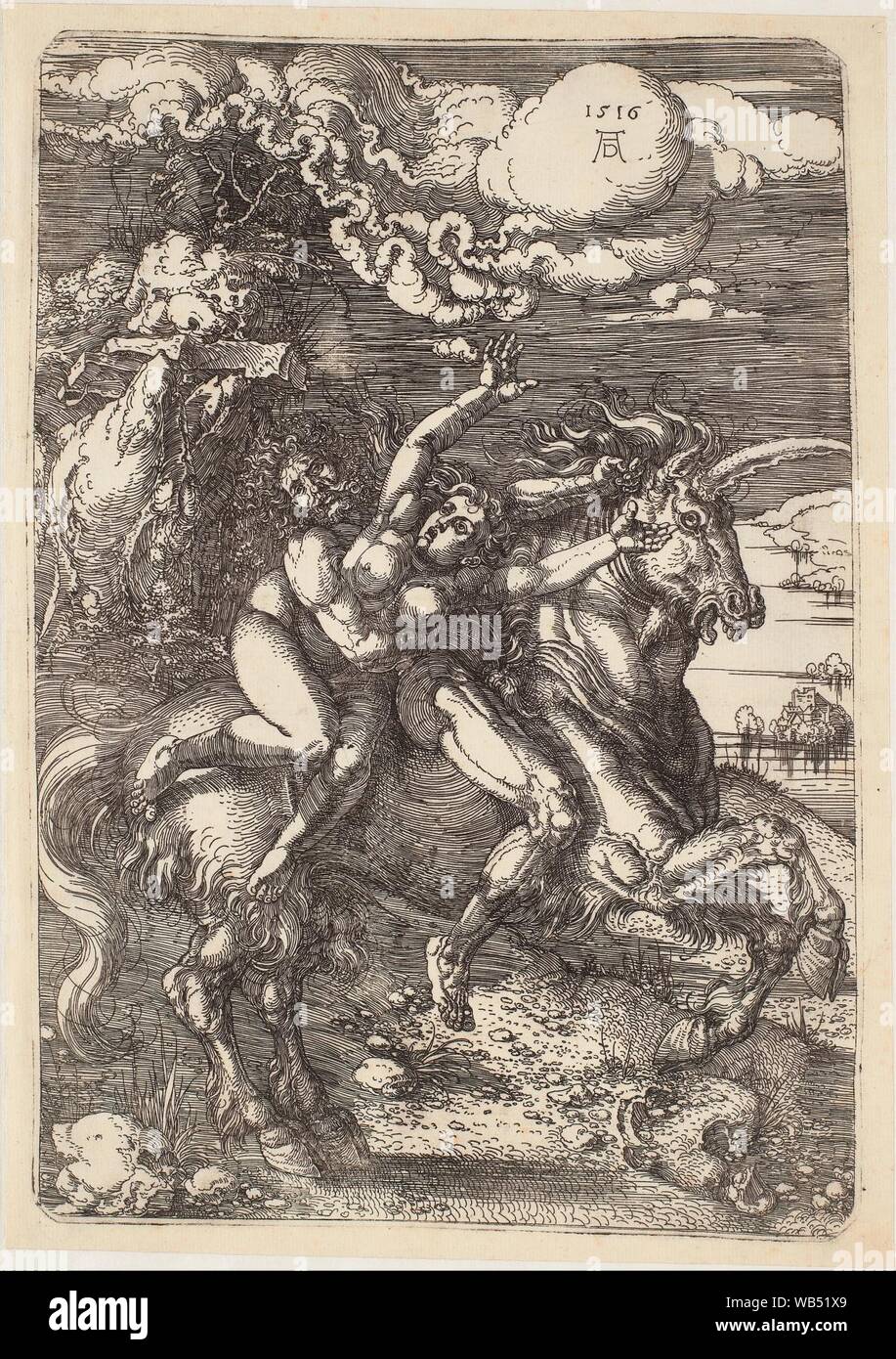 Albrecht Dürer - Enlèvement de Proserpine sur une licorne Banque D'Images