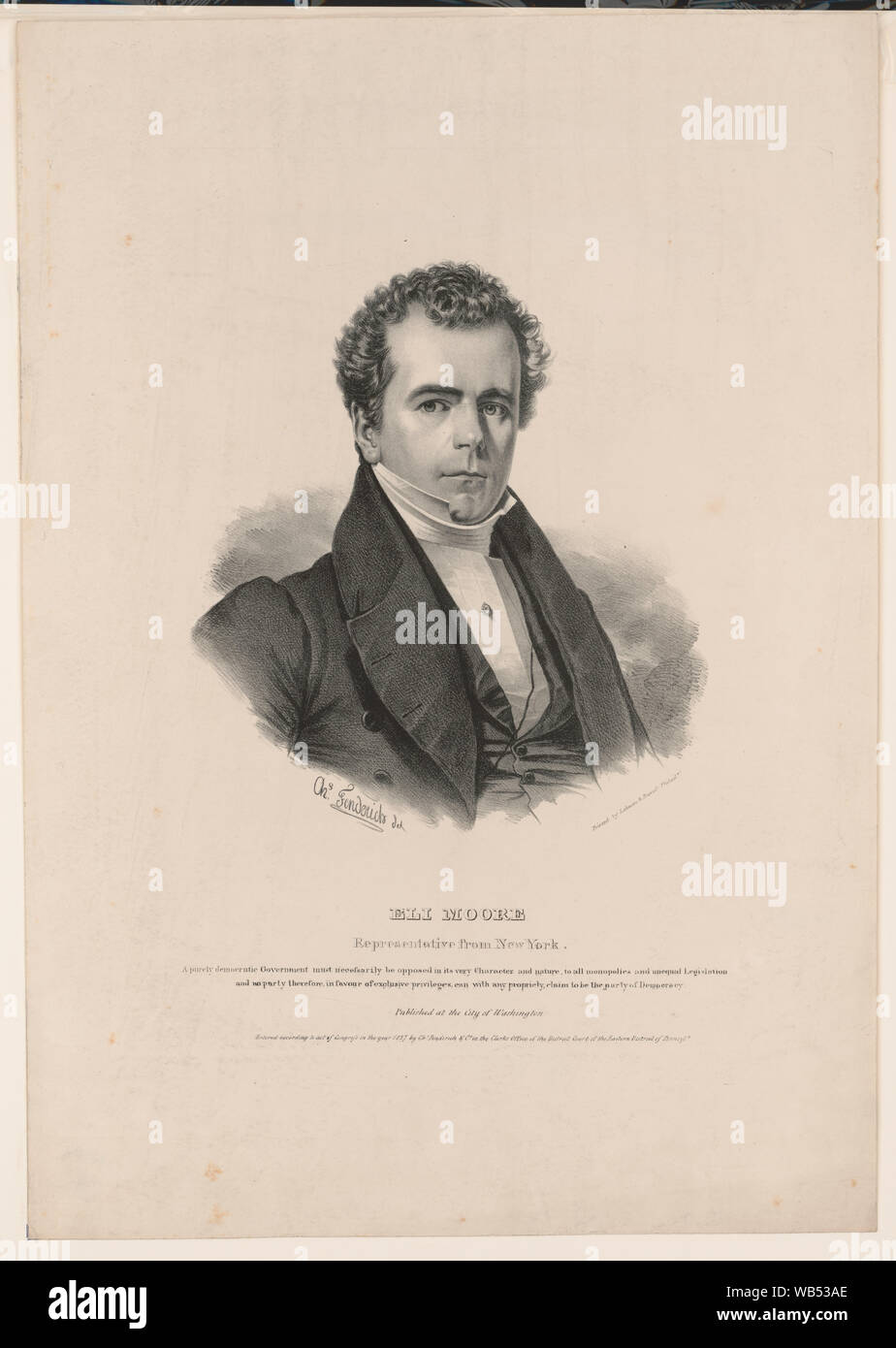 Eli Moore, représentant de New York / sch. Fenderich del. Abstract/moyenne : 1 feuille d'impression : lithographie ; 55,7 x 39,2 cm. Banque D'Images