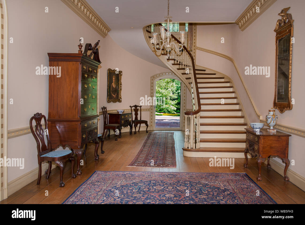 Hall d'entrée dans le Bayou Bend house museum, le Musée des beaux-Arts, Houston's, musée d'arts décoratifs et de peintures américaines Banque D'Images