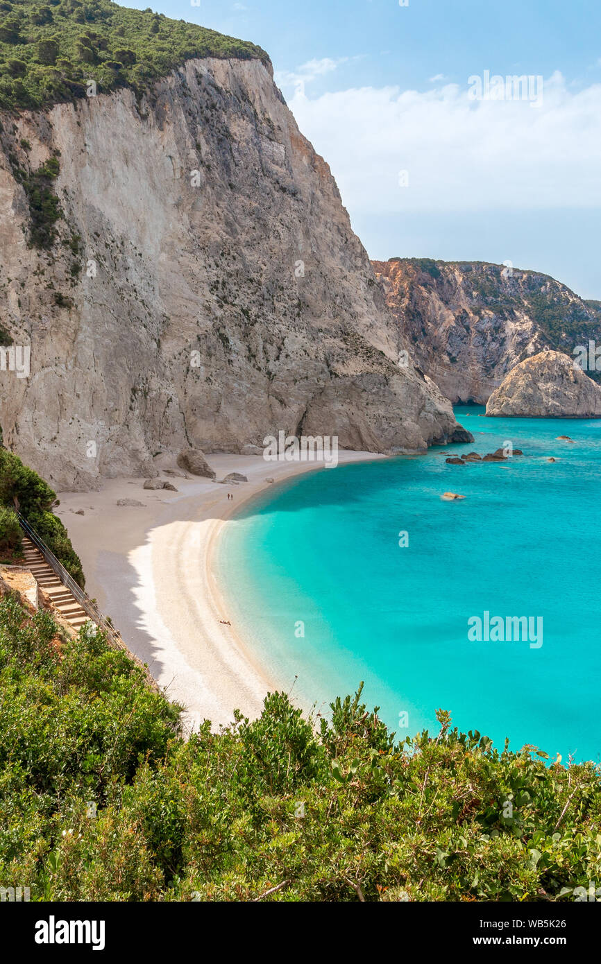 La célèbre plage de Porto Katsiki et exotiques sur l'île de Lefkada, Grèce Banque D'Images