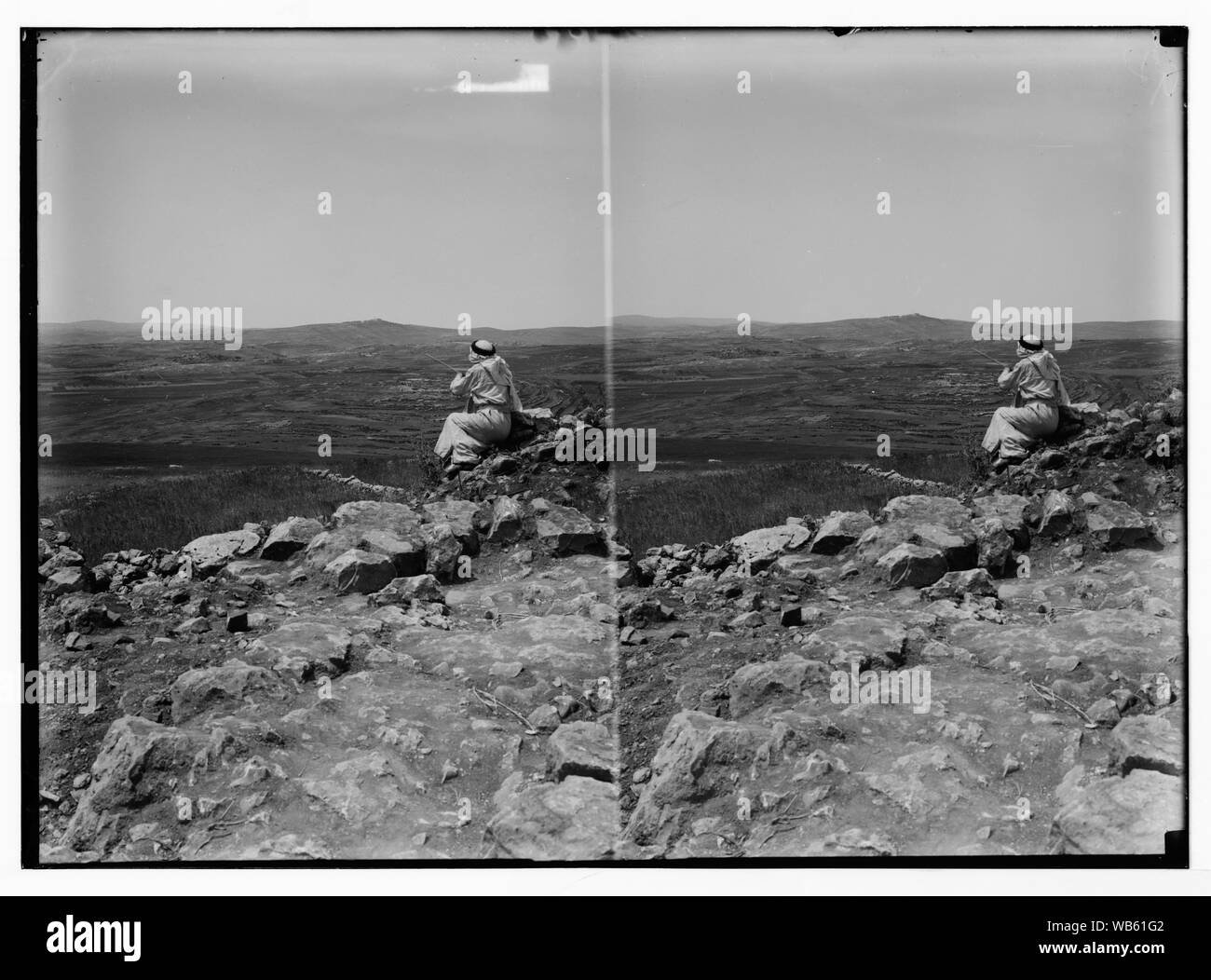 Les fouilles à Tell el-Nasbeh, Mitspa ? Neby Samwil vont de Tell el-Nasbeh Abstract/medium : G. Eric et Edith Matson Photograph Collection Banque D'Images