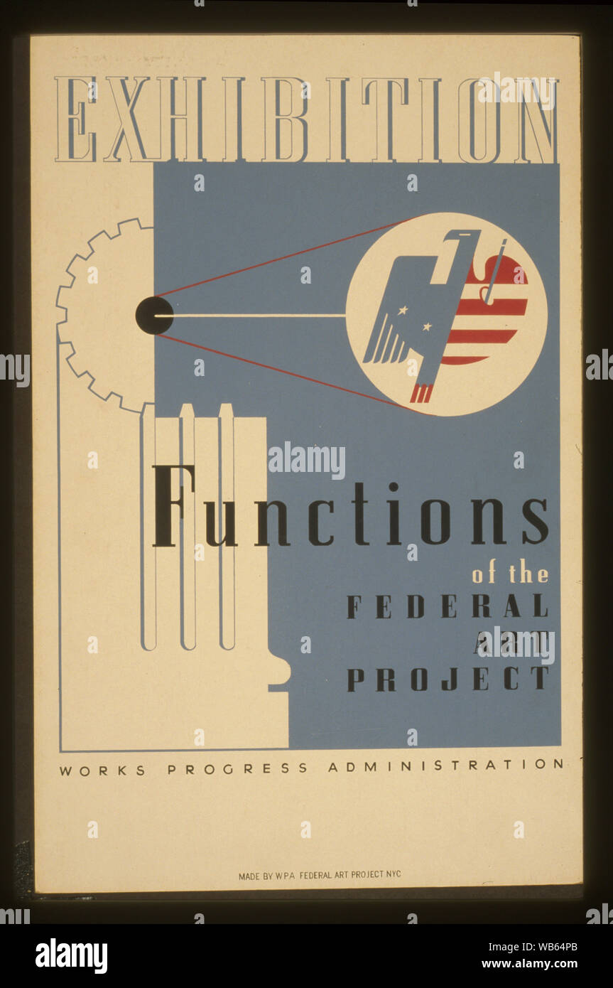 Résumé : pour l'affiche de l'exposition Art exposition projet fédéral des fonctions du gouvernement fédéral, le projet d'Art Works Progress Administration. Banque D'Images