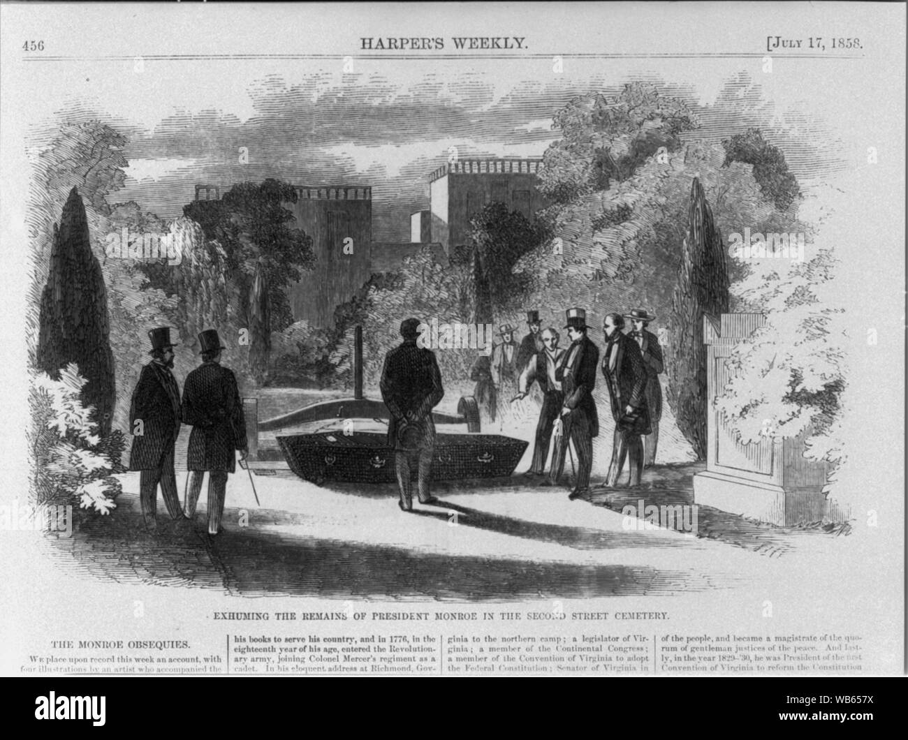 Exhumer les restes du Président Monroe dans la deuxième rue Cimetière, NYC [funérailles du président James Monroe] Abstract/moyenne : 1 tirage : la gravure sur bois. Banque D'Images