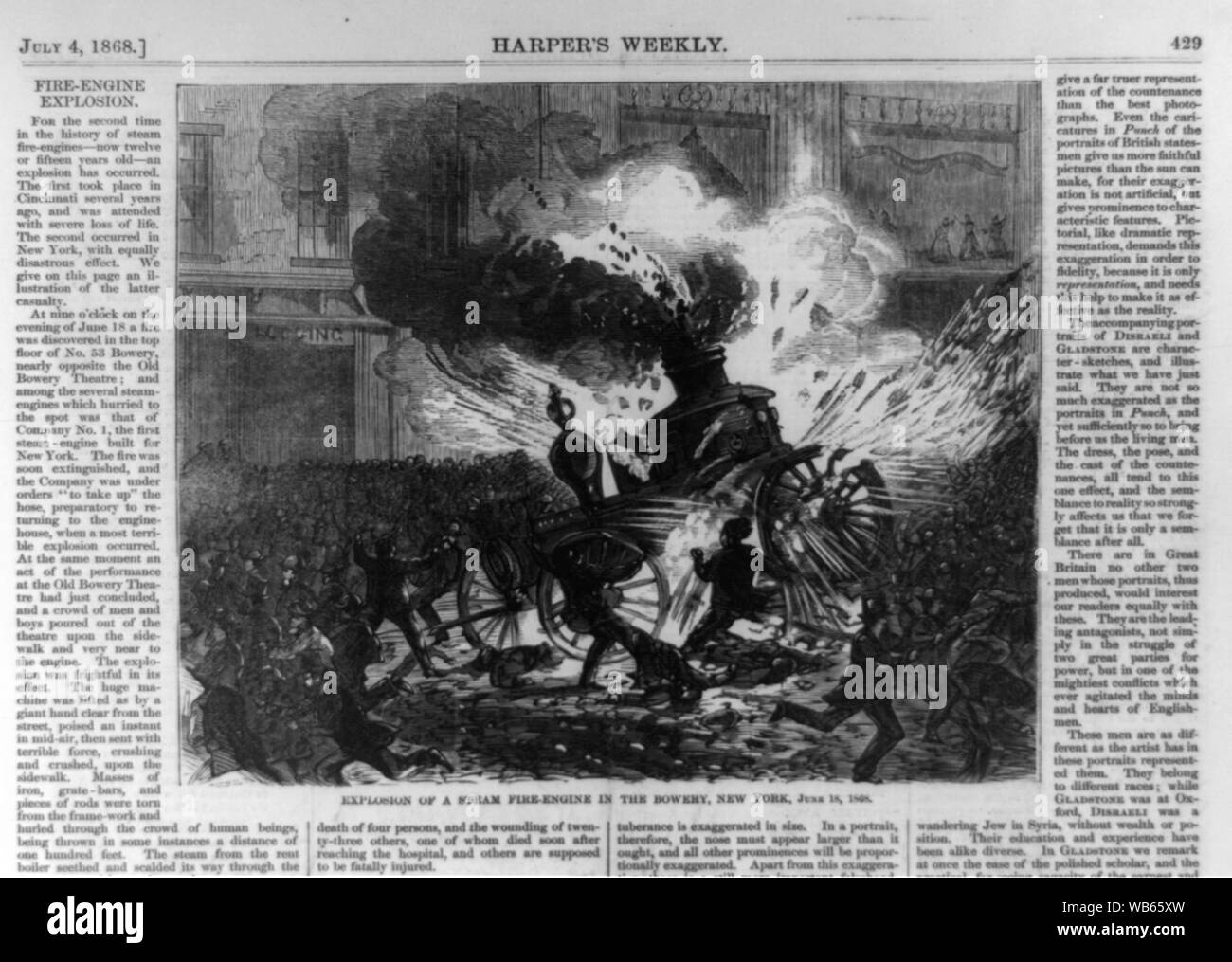 Explosion d'un camion des pompiers à vapeur dans le Bowery, New York, juin 18, 1868 Abstract/moyenne : 1 tirage : la gravure sur bois. Banque D'Images