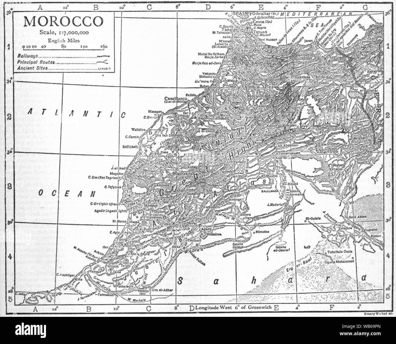EB1911 Carte du Maroc. Banque D'Images