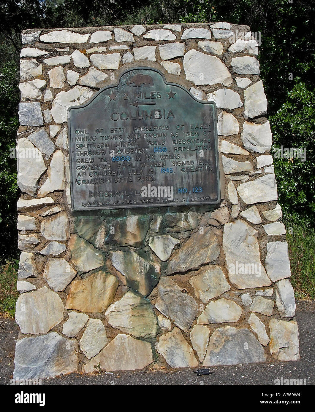 Colombie-britannique ville minière de marqueur historique # 123, Californie Banque D'Images
