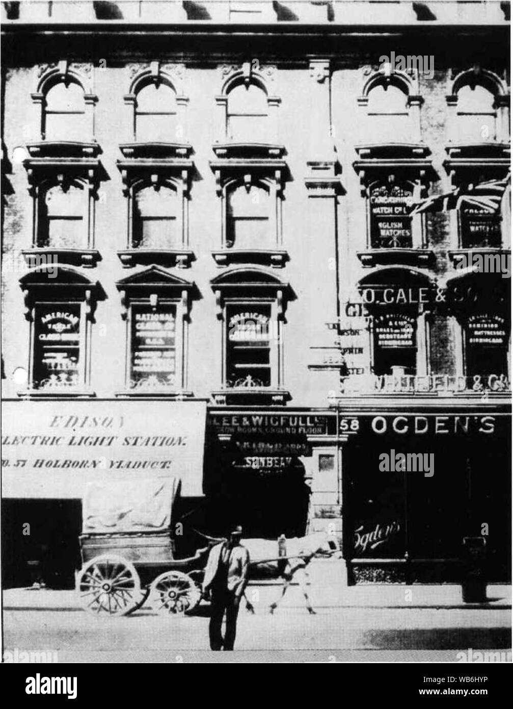 Edison Electric Light, HOLBORN VIADUCT, Londres. Banque D'Images