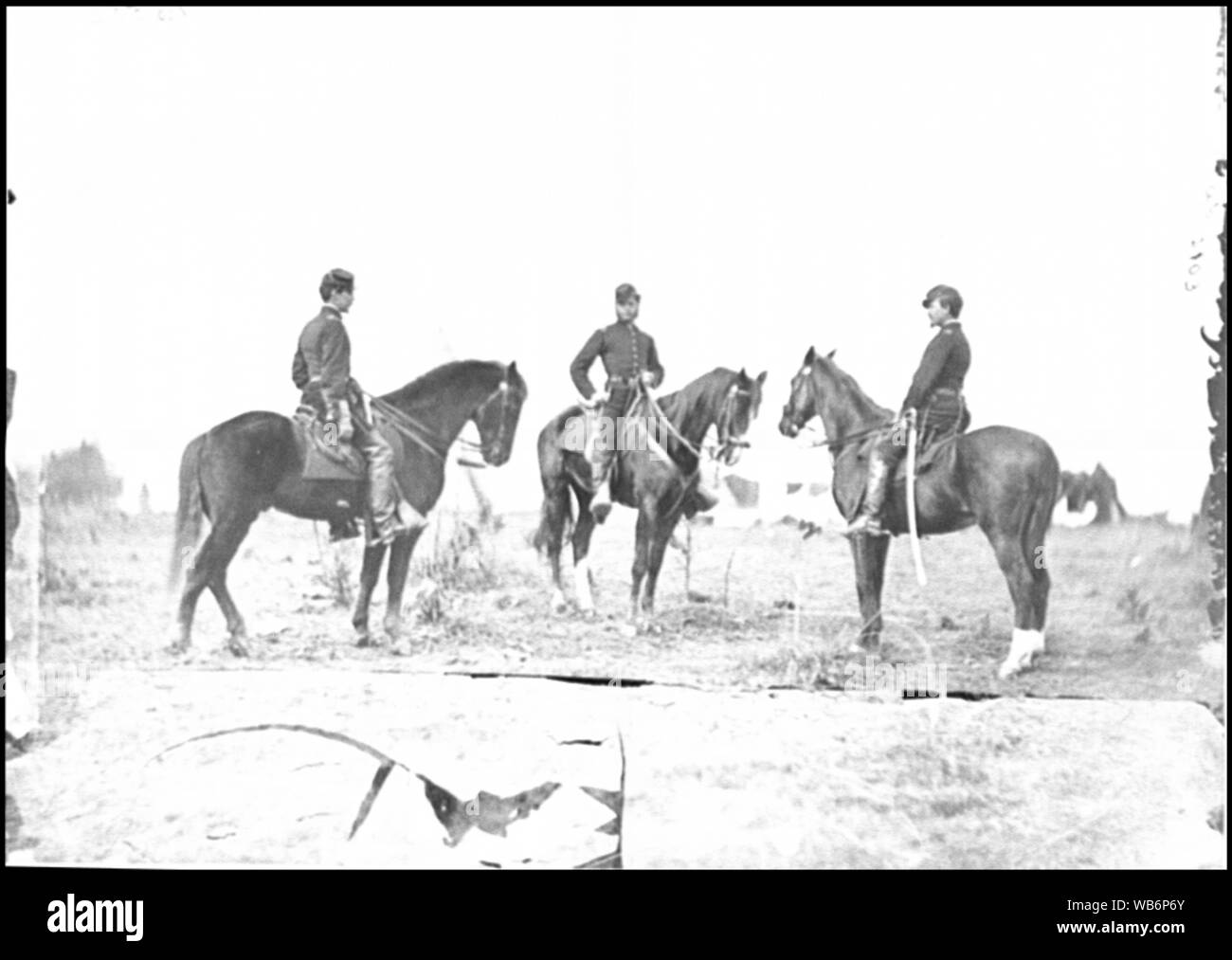 Falmouth, en Virginie, les aides de camp du général Joseph Hooker : Capts. William L. Candler, Harry Russell, et Alexander Moore Résumé : Guerre civile sélectionné des photographies, 1861-1865 Banque D'Images