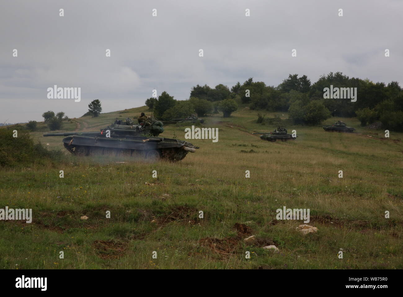 Des soldats croates avec Apache Task Force force opposée, manœuvrer sur un objectif pendant les résoudre à la XII Hohenfels Zone de formation en Allemagne, le 20 août 2019. Résoudre combiné XII est un exercice qui sert de centre d'instruction au combat pour l'exercice de certification attribué à l'échelle régionale. Cette itération de l'exercice s'effectue en deux phases à l'Grafenwoehr Hohenfels et zones d'entraînement entre 1-11 août et 11-27 août. (U.S. Photo de l'armée par la FPC. Schaible Erikah) Banque D'Images