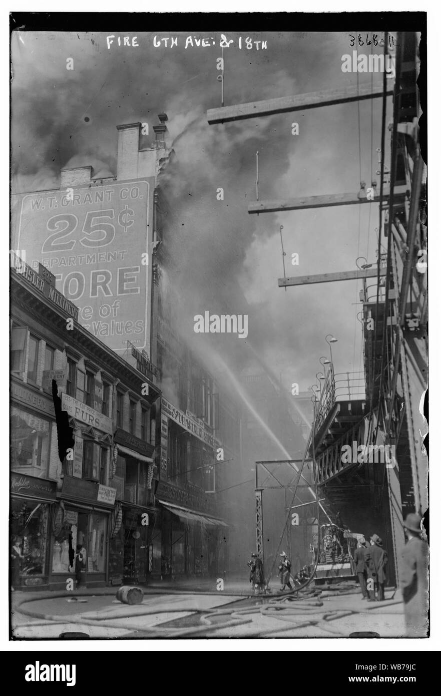 Feu -- 6e Ave. et 18e, 1916 Abstract/moyenne : 1 négatif : vitrage ; 5 x 7 in. ou moins. Banque D'Images