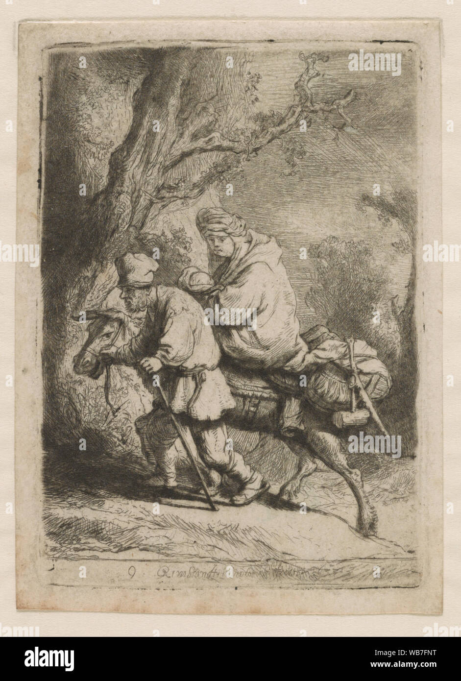 Fuite en Égypte] / Rembrandt Résumé/moyenne : 1 gravure impression : 9,7 x 7,0 cm ; Banque D'Images
