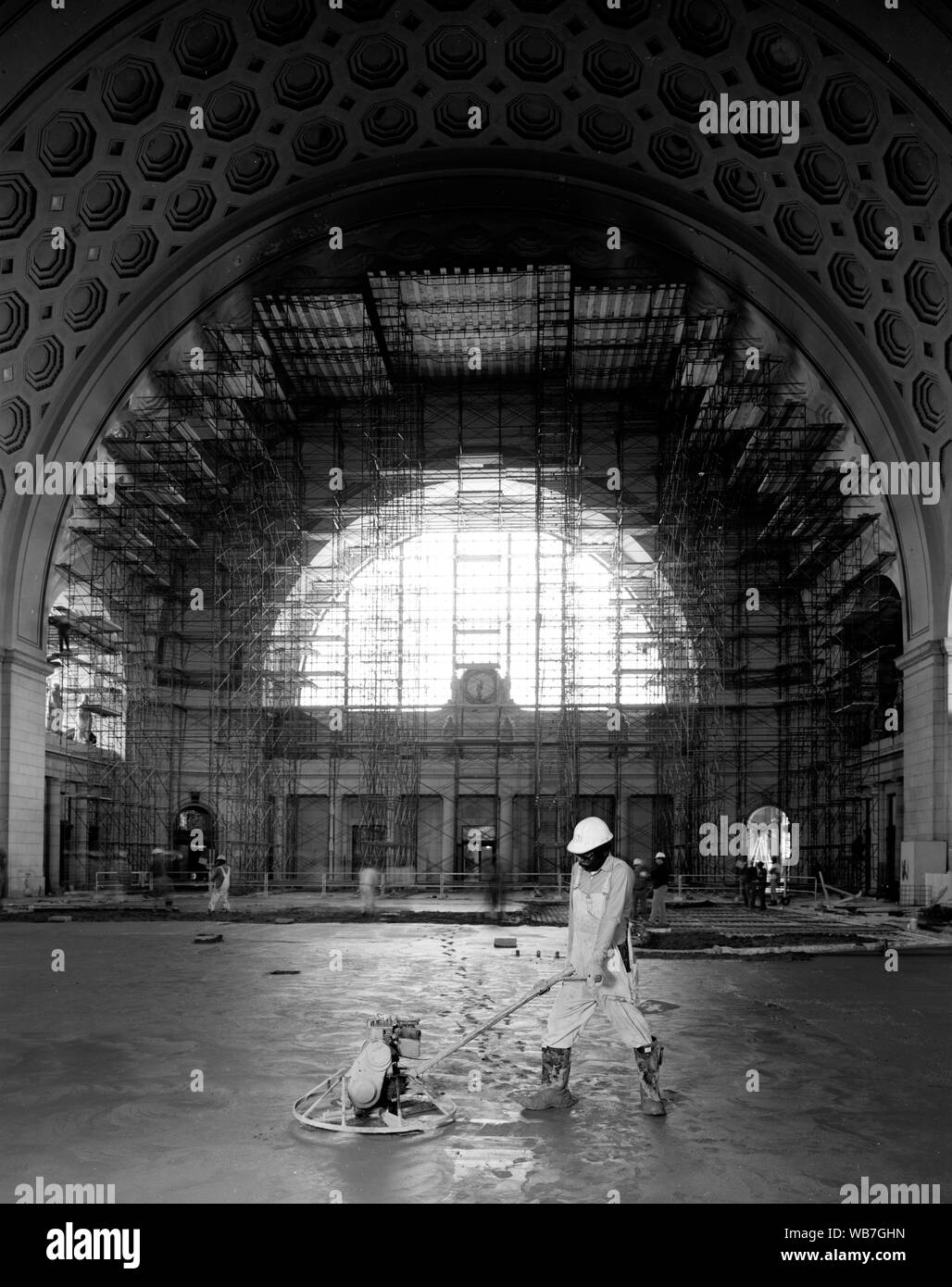 Travail au sol au cours de la grande rénovation de Washington, D.C.'s Union Station dans les années 80 Banque D'Images