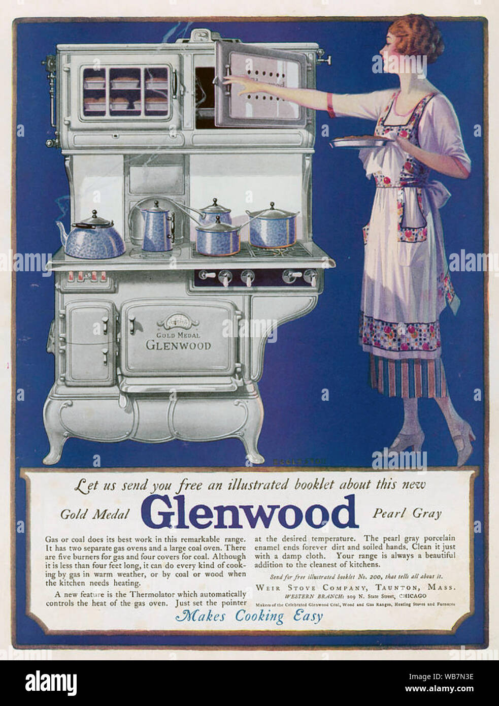 Cuiseur à Glenwood américain annonce sur 1905 Banque D'Images