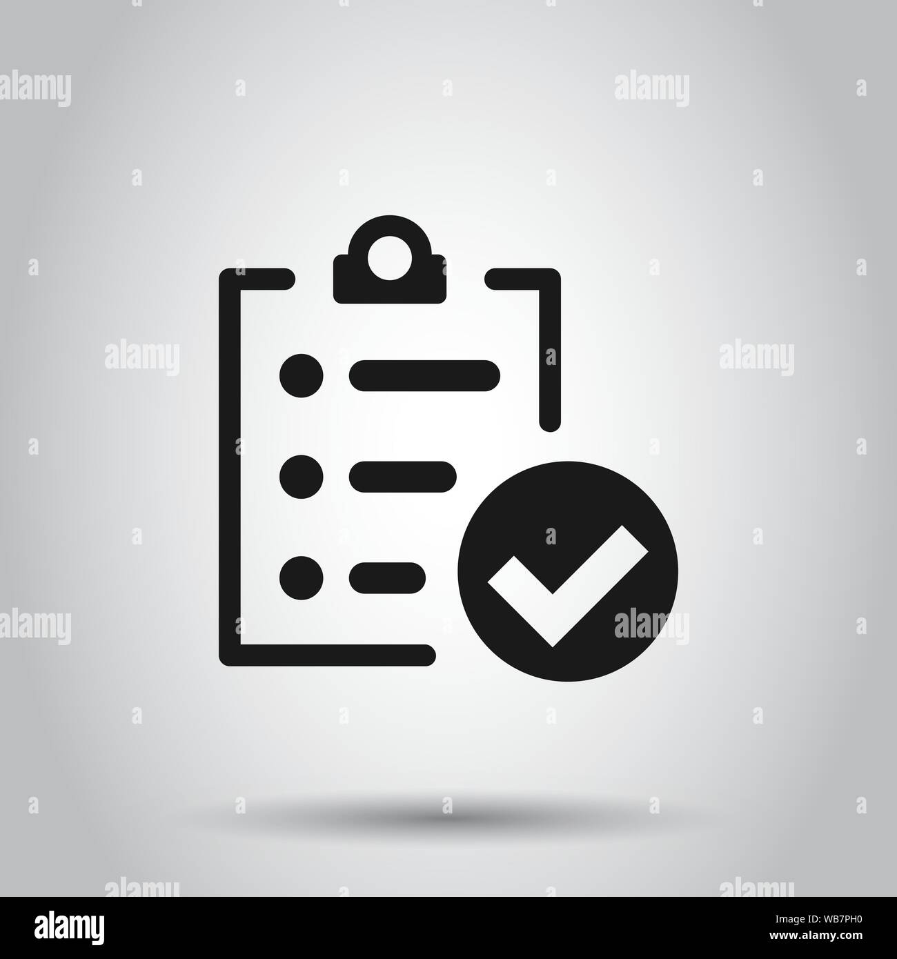 Liste de signer dans l'icône de style plat. Illustration vecteur de l'enquête sur des arrière-plan. Coche banner concept d'entreprise. Illustration de Vecteur