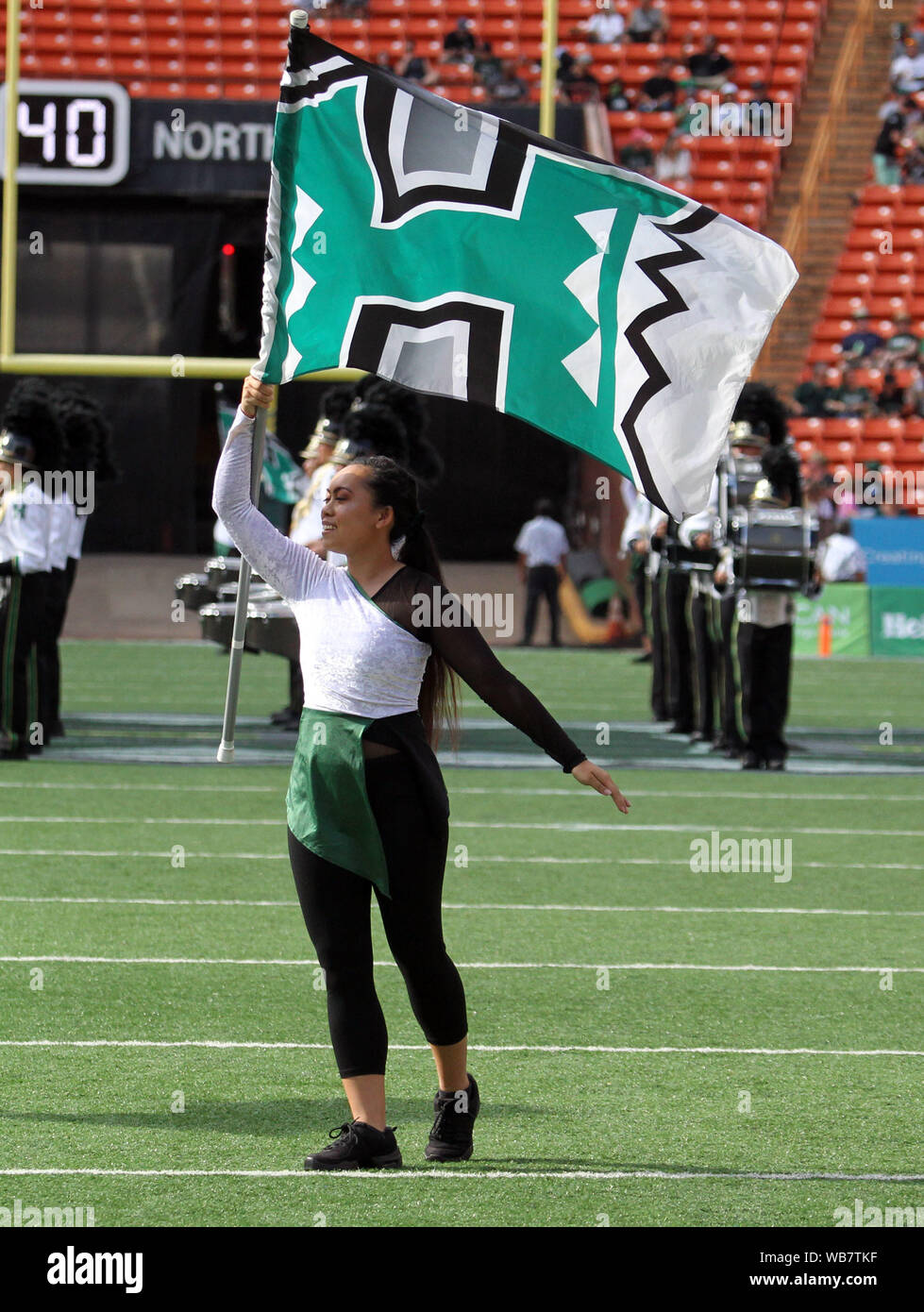 Honolulu, Hawaii, USA. 24 août, 2019. Festivités arborant avant match entre l'Hawaii Rainbow Warriors et les Wildcats de l'Arizona à l'Aloha Stadium d'Honolulu, HI - Michael Sullivan/CSM Crédit : Cal Sport Media/Alamy Live News Crédit : Cal Sport Media/Alamy Live News Crédit : Cal Sport Media/Alamy Live News Crédit : Cal Sport Media/Alamy Live News Crédit : Cal Sport Media/Alamy Live News Banque D'Images