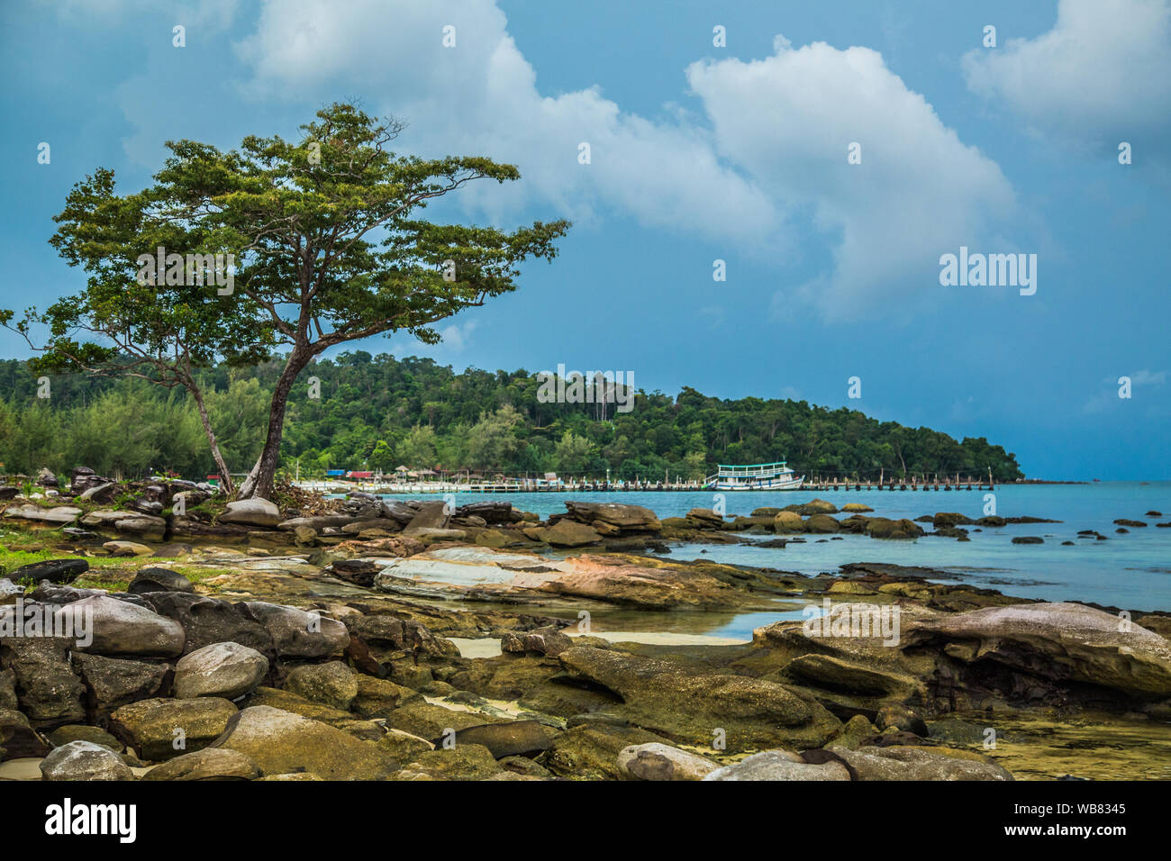 L'île de Koh Rong, coucher de soleil et plage, au Cambodge Sihanoukville Banque D'Images