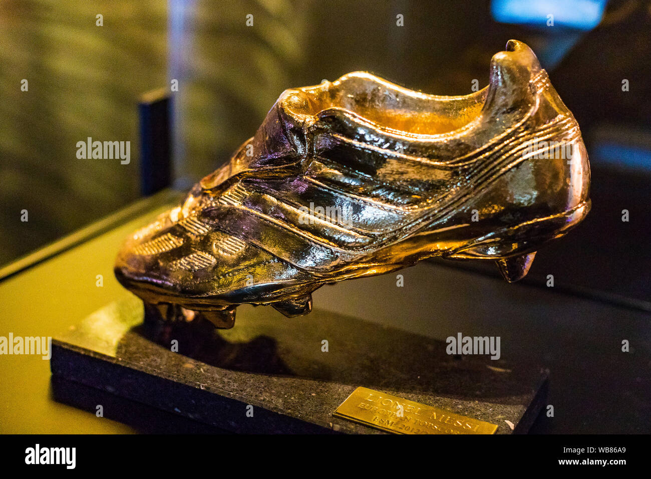Barcelone, Espagne - 12 janvier 2018 : Le musée de trophées des coupelles et des bourses de l'équipe de FC Barcelone dans le Camp Nou. Banque D'Images