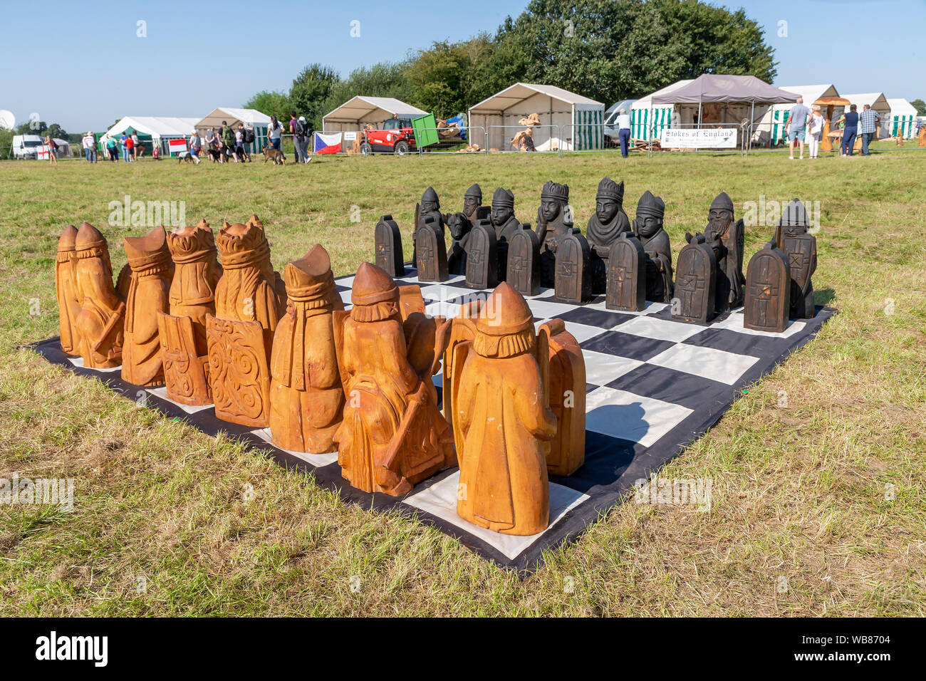 Cheshire County Showground, UK. 25 août, 2019. La 15e English Open Chainsaw compétition à la Cheshire County Showground, Angleterre - un jeu d'échecs le jardin est exposé Crédit : John Hopkins/Alamy Live News Banque D'Images