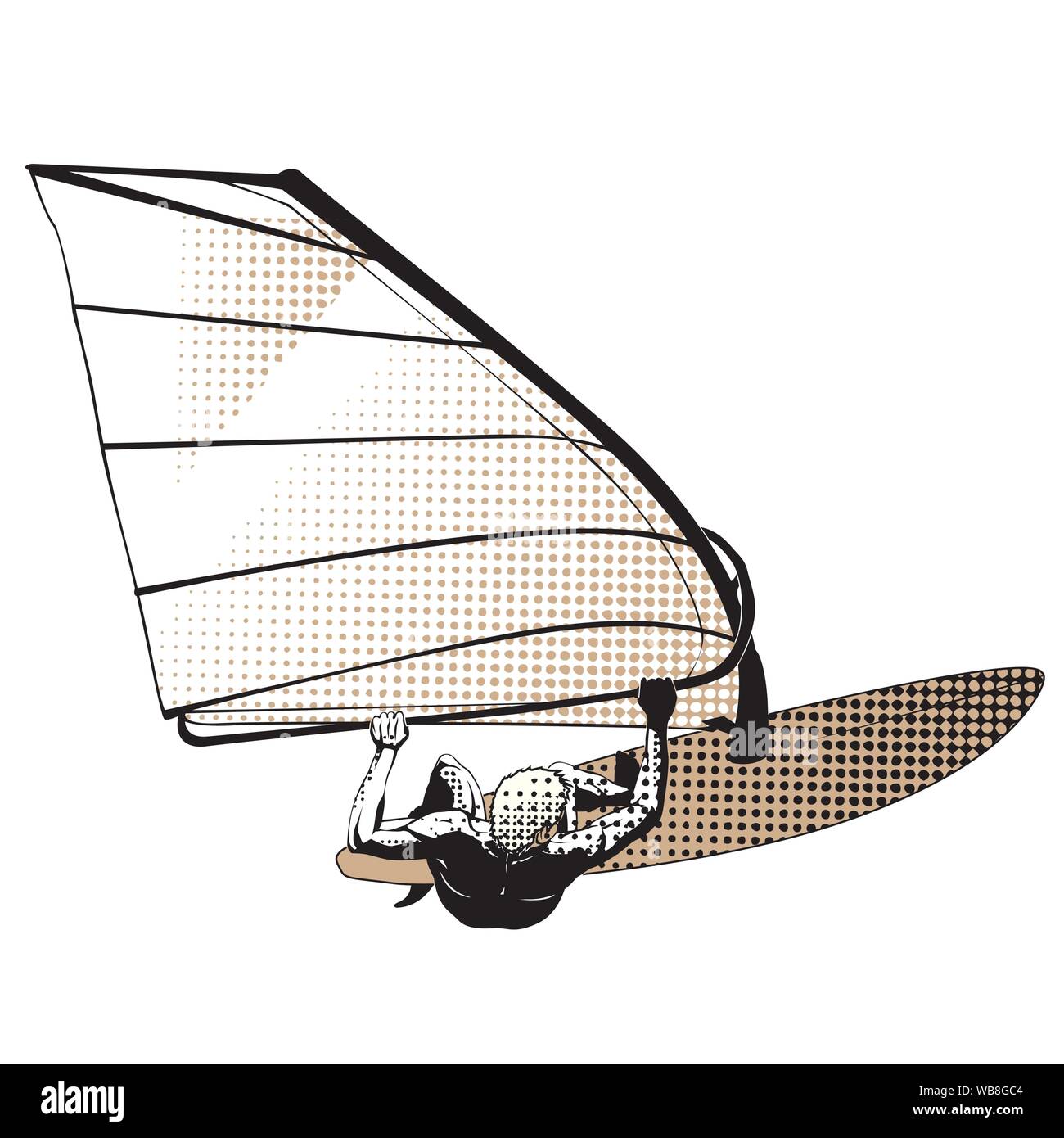 Kitesurfer sautant sur kitesurf board en télévision moderne design. Illustration de Vecteur
