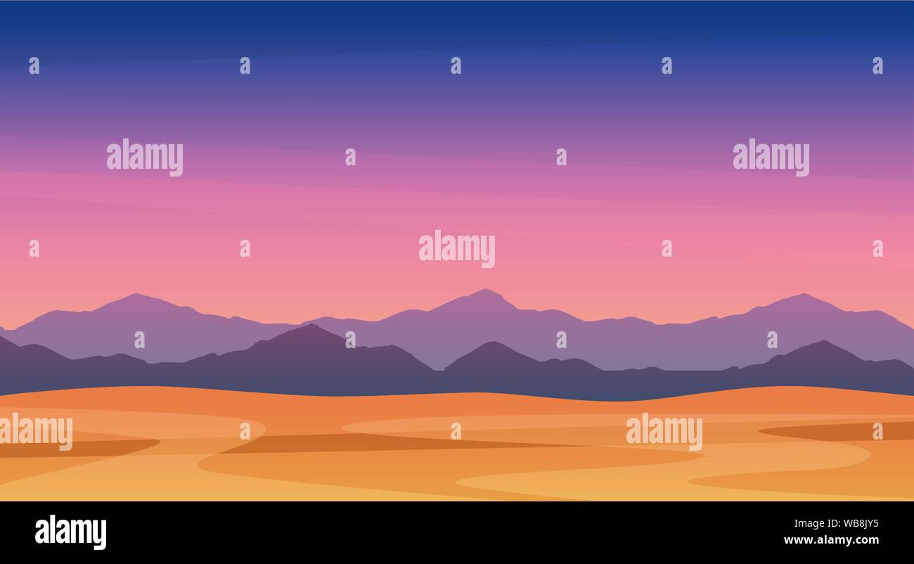 Beau paysage de montagnes, l'illustration du crépuscule de l'art vectoriel EPS panorama de montagnes pittoresque au crépuscule Illustration de Vecteur