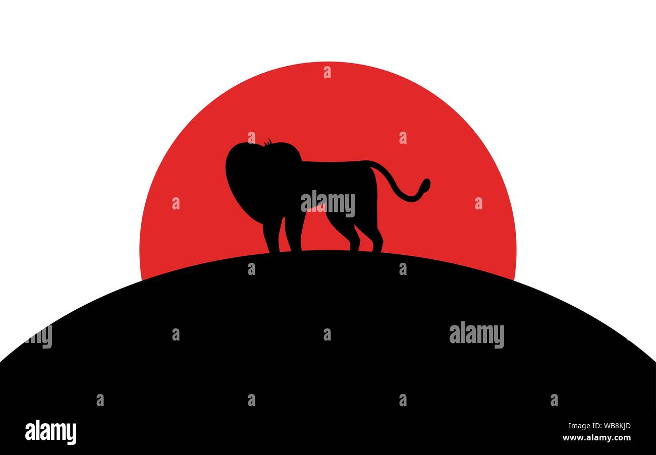 L'icône de lion, animal d'Afrique, silhouette art image, vector illustration isolé sur fond blanc Illustration de Vecteur