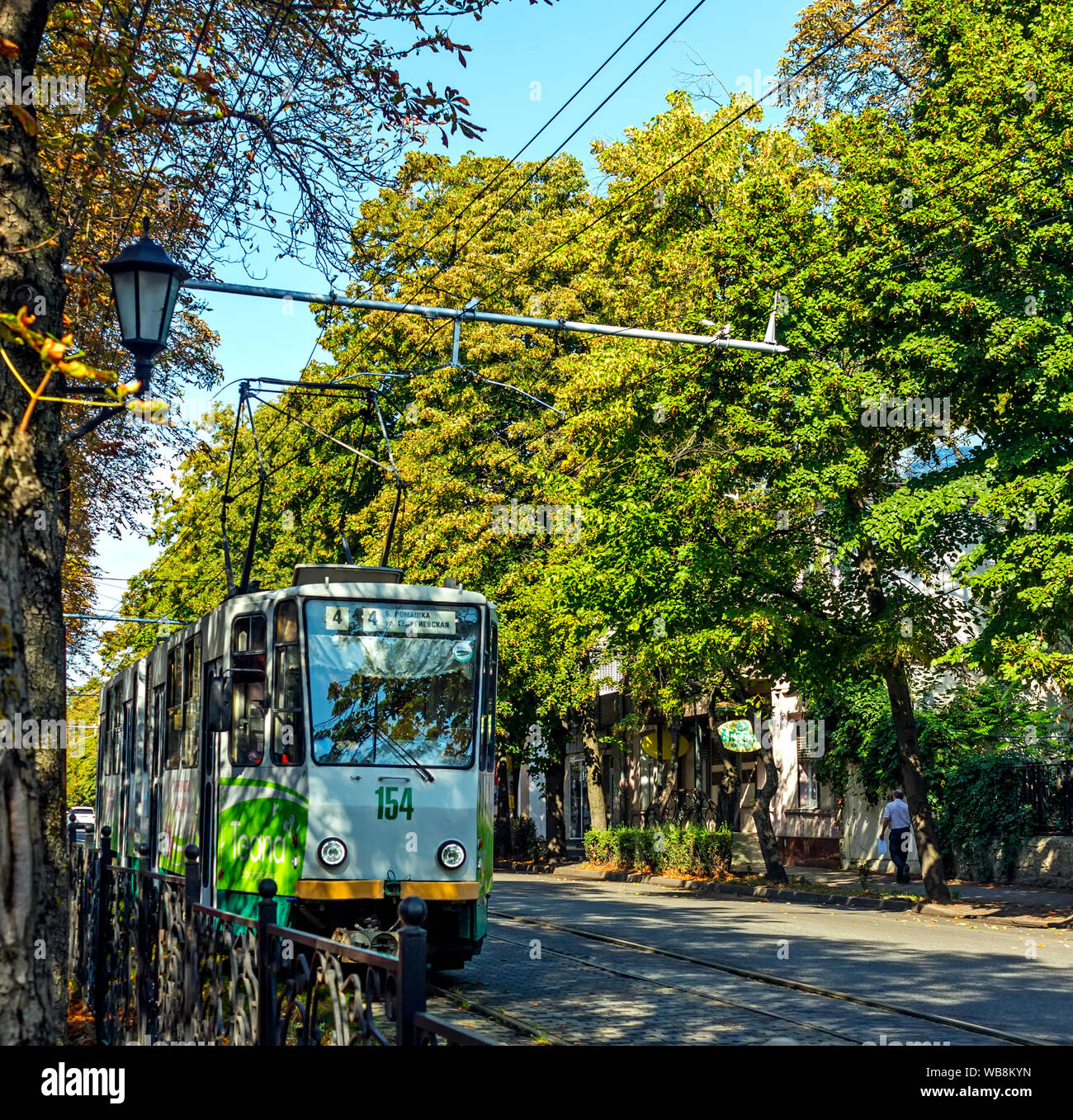 Piatigorsk, RUSSIE - AOÛT 25,2019:Pyatigorsk Tram l'une des plus anciennes en Russie - le premier tramway a été lancé en septembre 1,1903 Banque D'Images