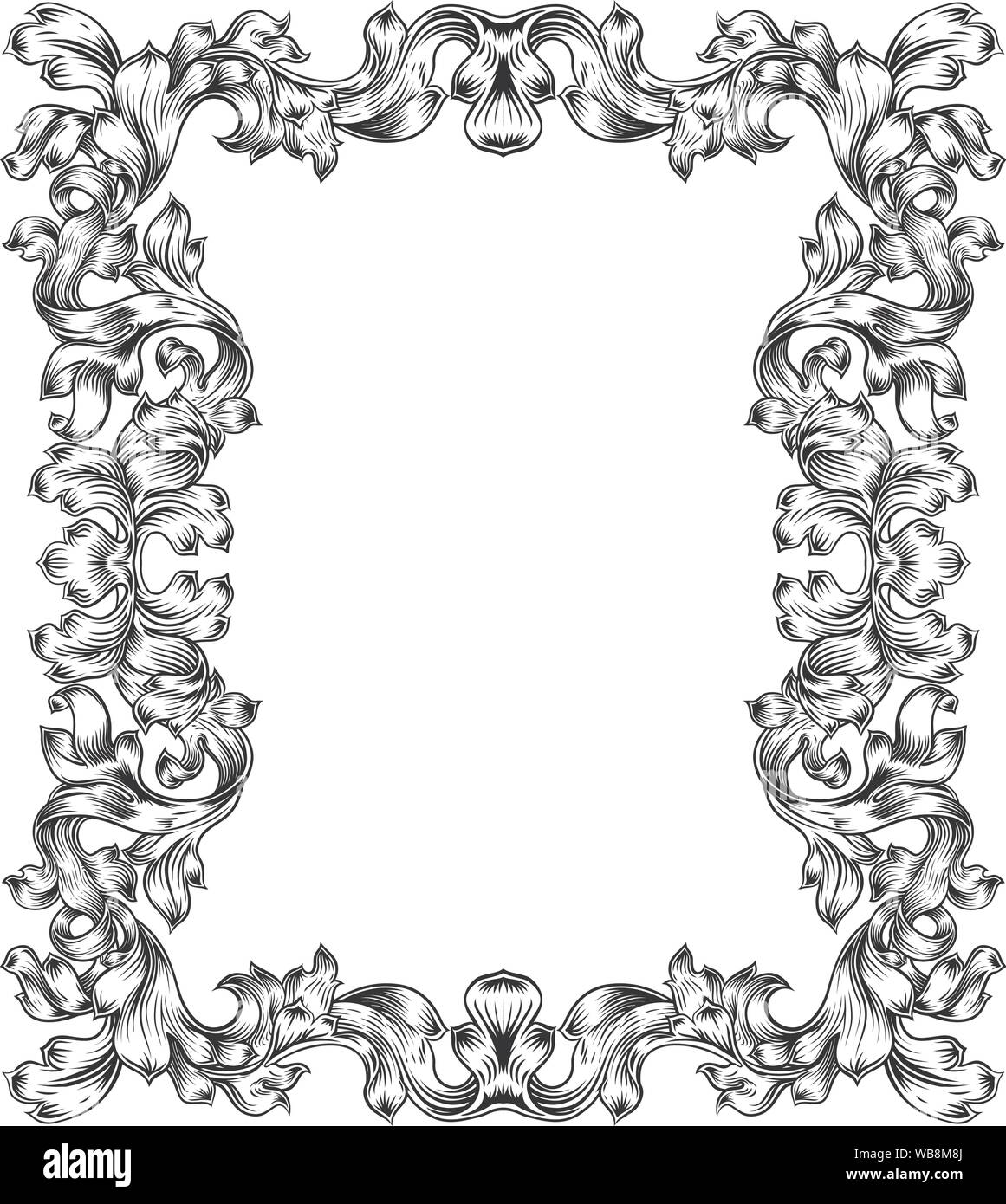 Filigrane Vintage Frame Défilement Modèle Leaf Illustration de Vecteur