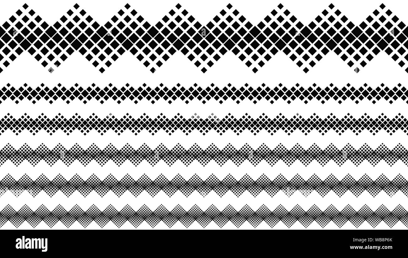 Ligne de division géométrique motif carré noir et blanc set - abstract vector design elements de carrés en diagonale Illustration de Vecteur