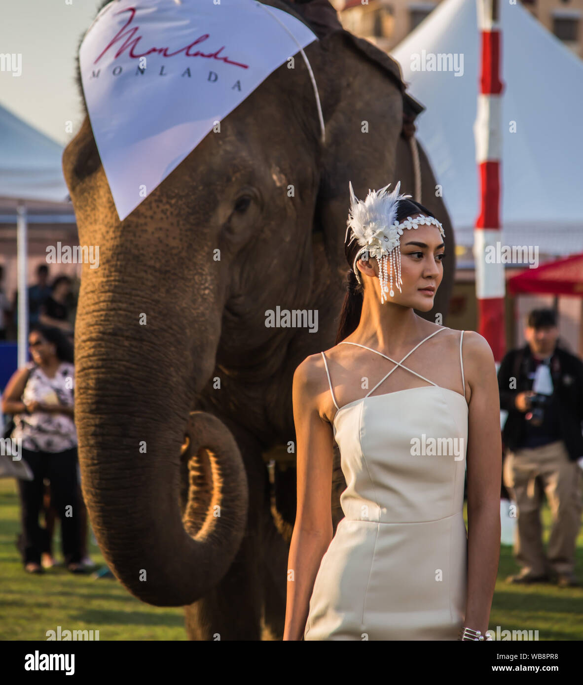 L'événement de l'éléphant polo à Bangkok, Thaïlande riverside Banque D'Images