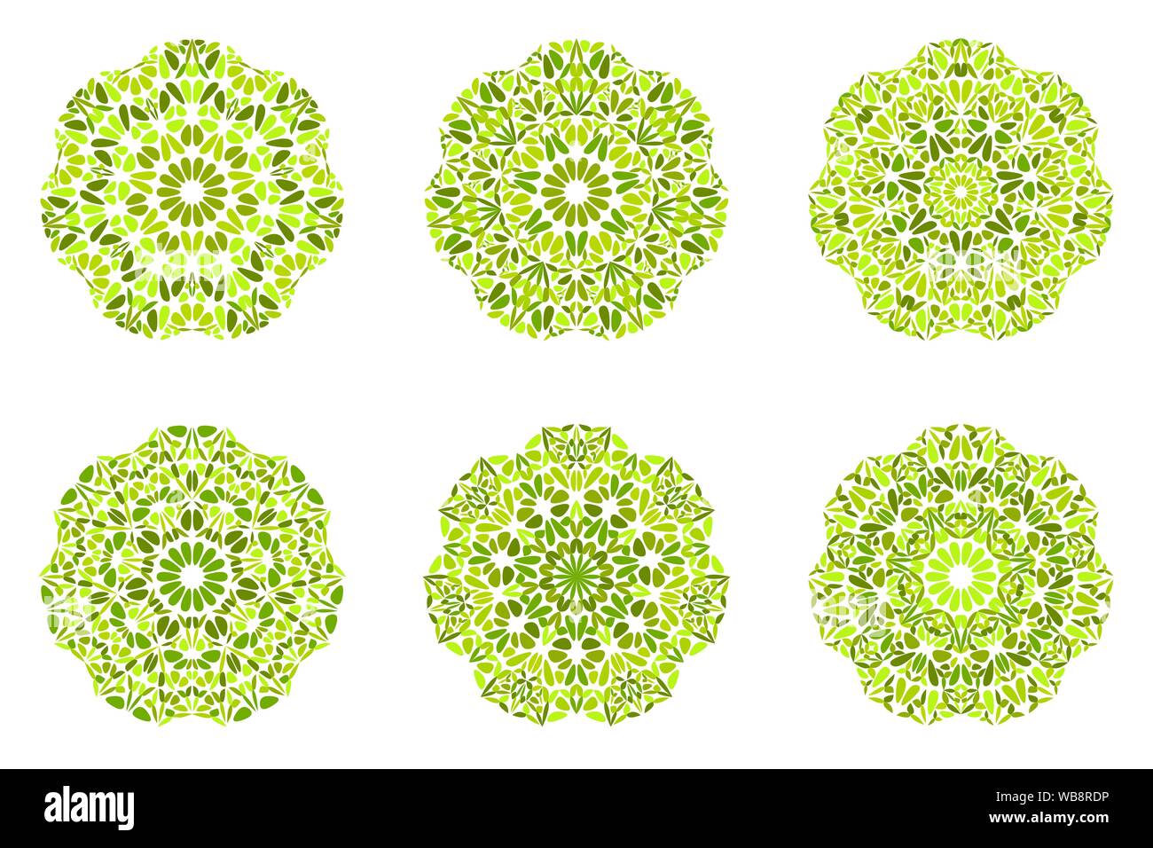 Jeu de symboles colorés floral mandala géométrique circulaire orné - résumé des éléments graphiques de vecteur d'ornement Illustration de Vecteur