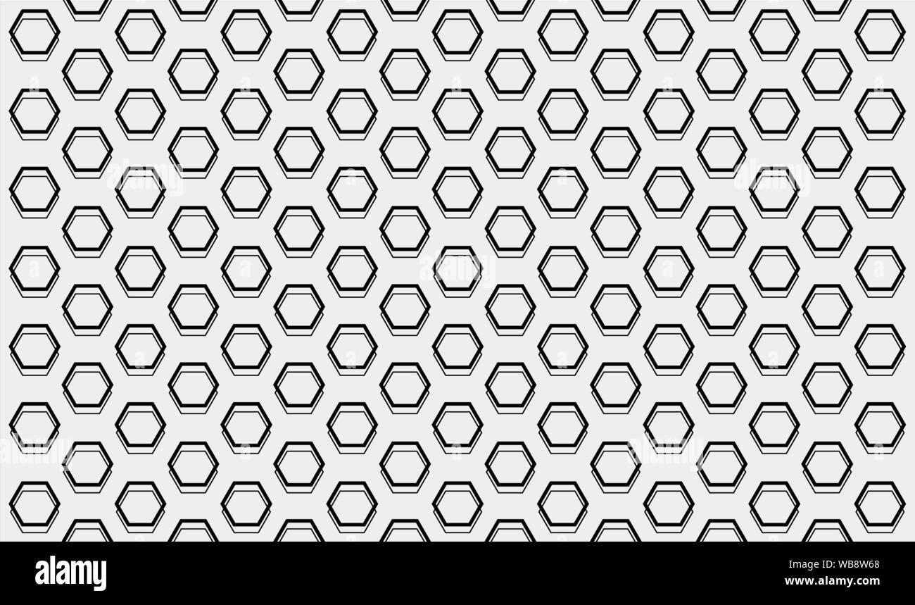 Retro Vintage Seamless pattern hexagonal vector illustration - Geomatric motif graphique image de fond - ton noir et blanc Illustration de Vecteur