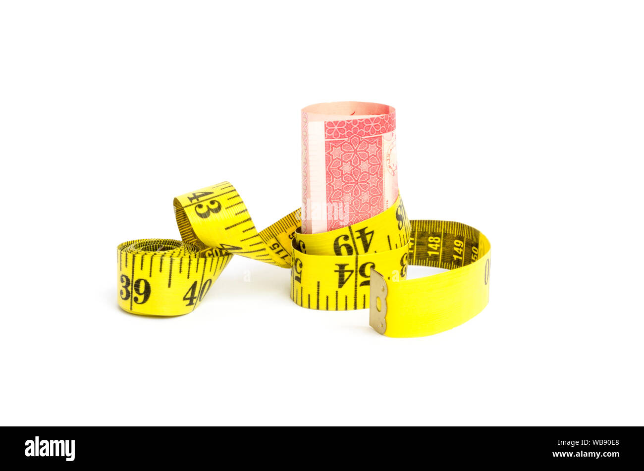 Libre de centaines de monnaie pakistanaise Roupie bill avec ruban pour mesurer les concepts coupe budgétaire Banque D'Images