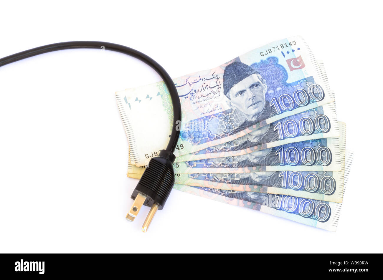 Roupie pakistanaise mille et notes prises électriques Banque D'Images