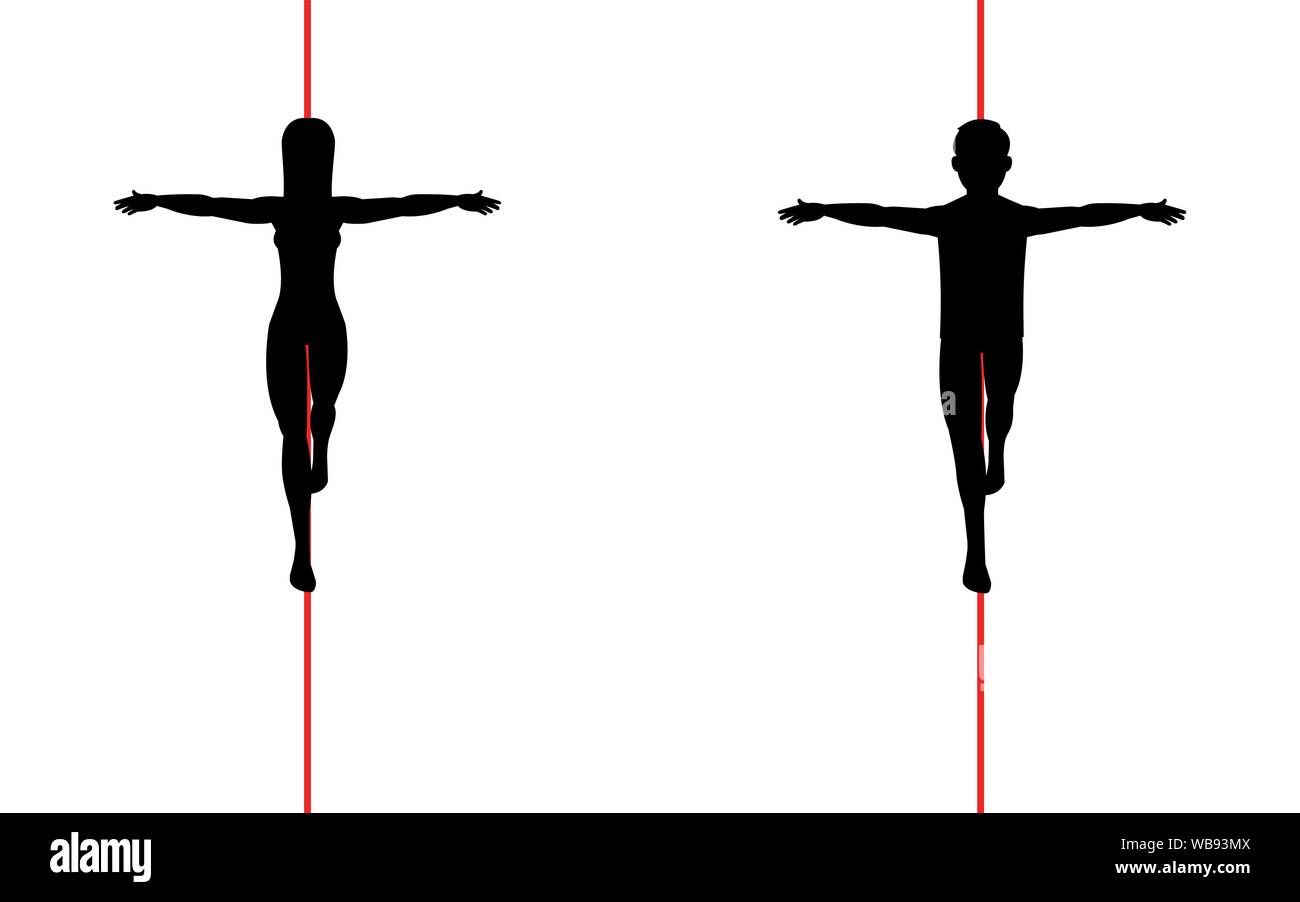 L'homme et la femme équilibristes, silhouette art image, vector illustration isolé sur fond blanc Illustration de Vecteur