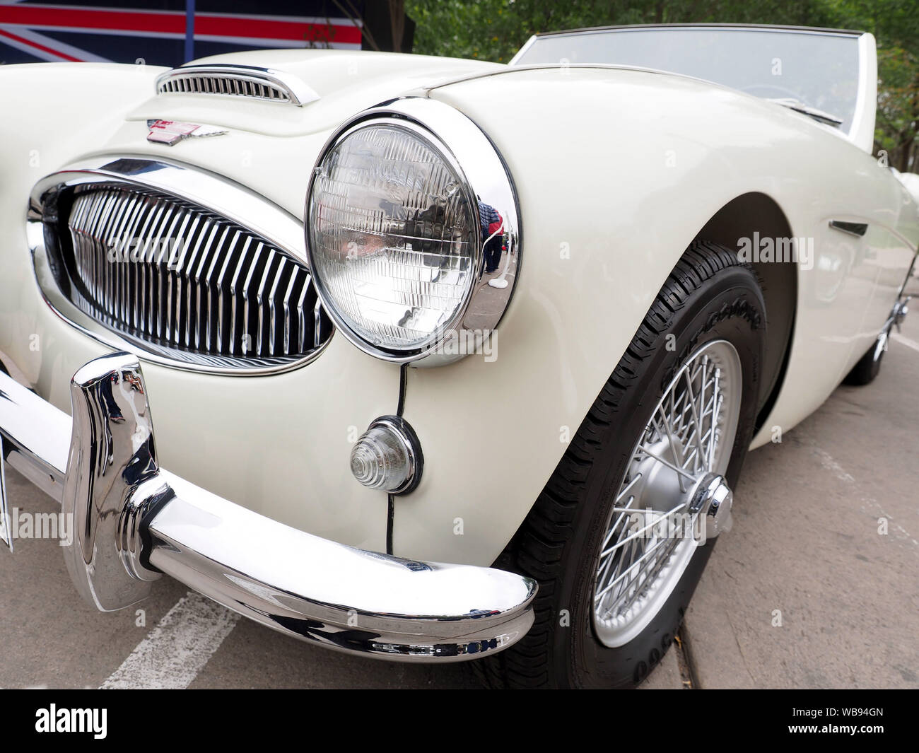 Tableau Sur Toile Austin Healey - Vintage Auto - 100x70 Cm - Déco Murale Noir Et Blanc