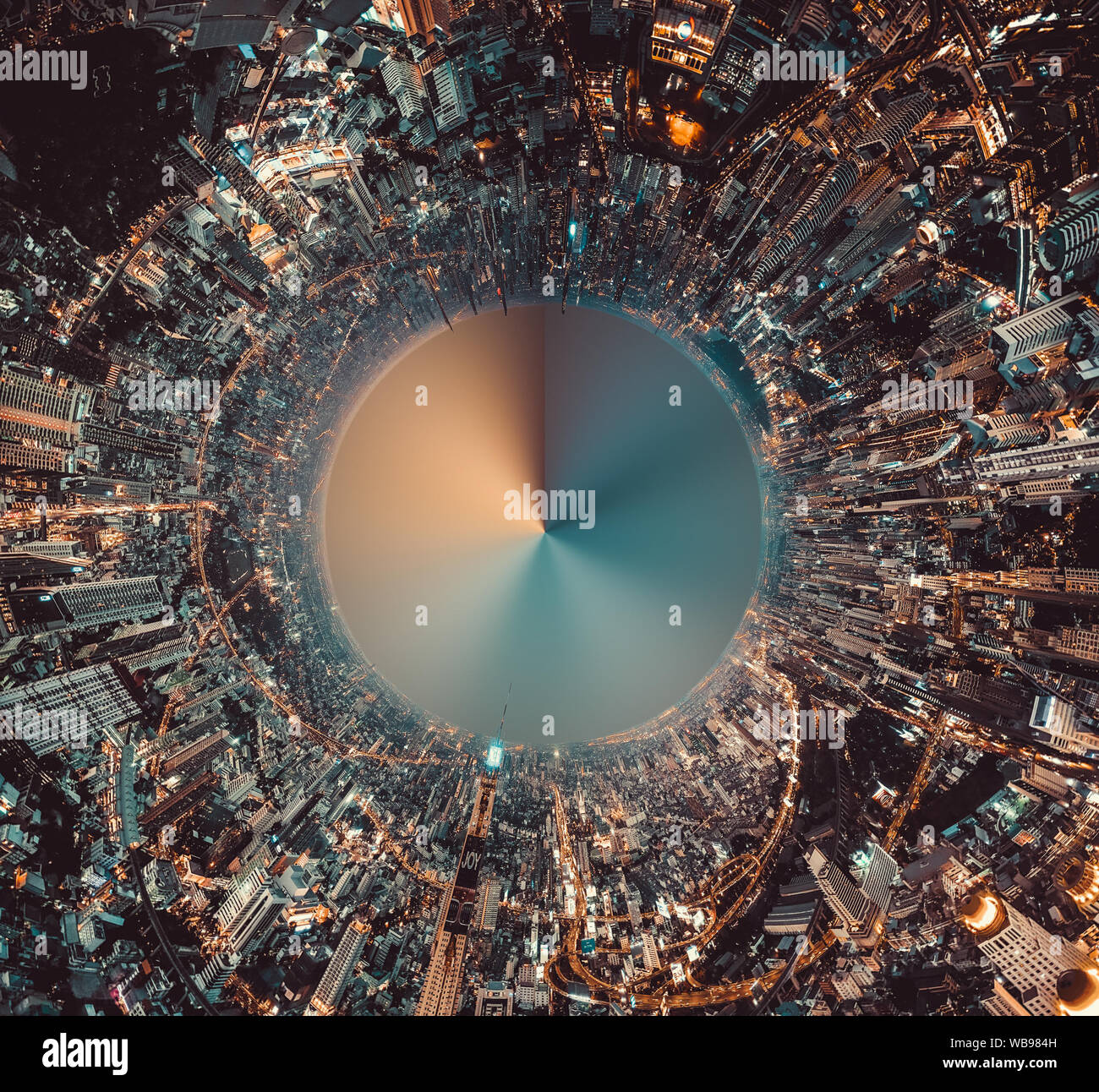 Le Siam et Rachathewi Vues du dessus par nuit à Bangkok en Thaïlande Banque D'Images
