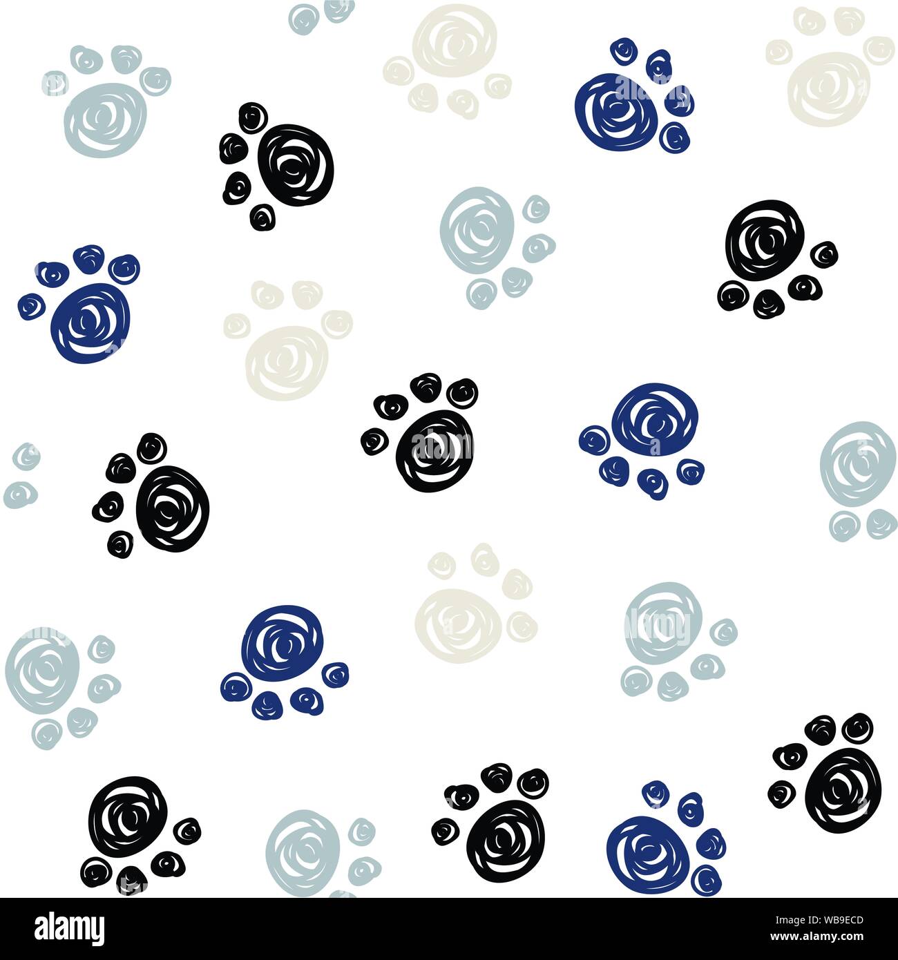 Modèle sans couture avec doodle pattes de chien. Imprimé animal coloré. Vector background. Illustration de Vecteur