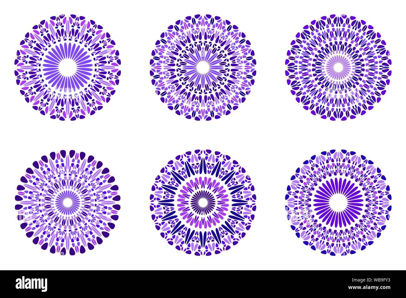 Pierre coloré géométrique jeu de symboles - mandala circulaire des éléments de vecteur ornement abstrait Illustration de Vecteur