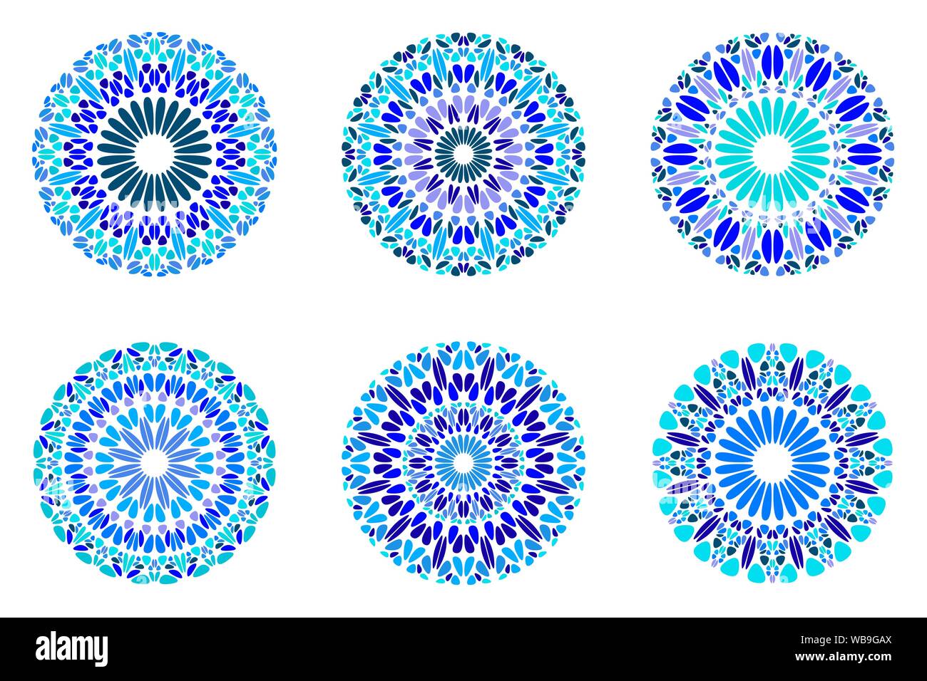 Gravier coloré jeu de symboles géométriques - mandala rond abstrait illustrations vectorielles à partir de formes géométriques Illustration de Vecteur