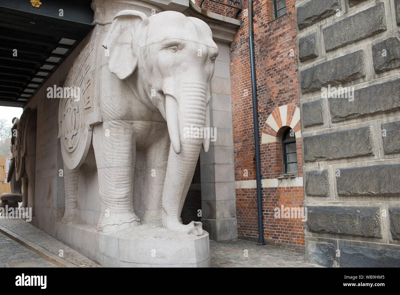 Ancienne Brasserie Carlsberg à Copenhague au Danemark avec de célèbres éléphants Banque D'Images