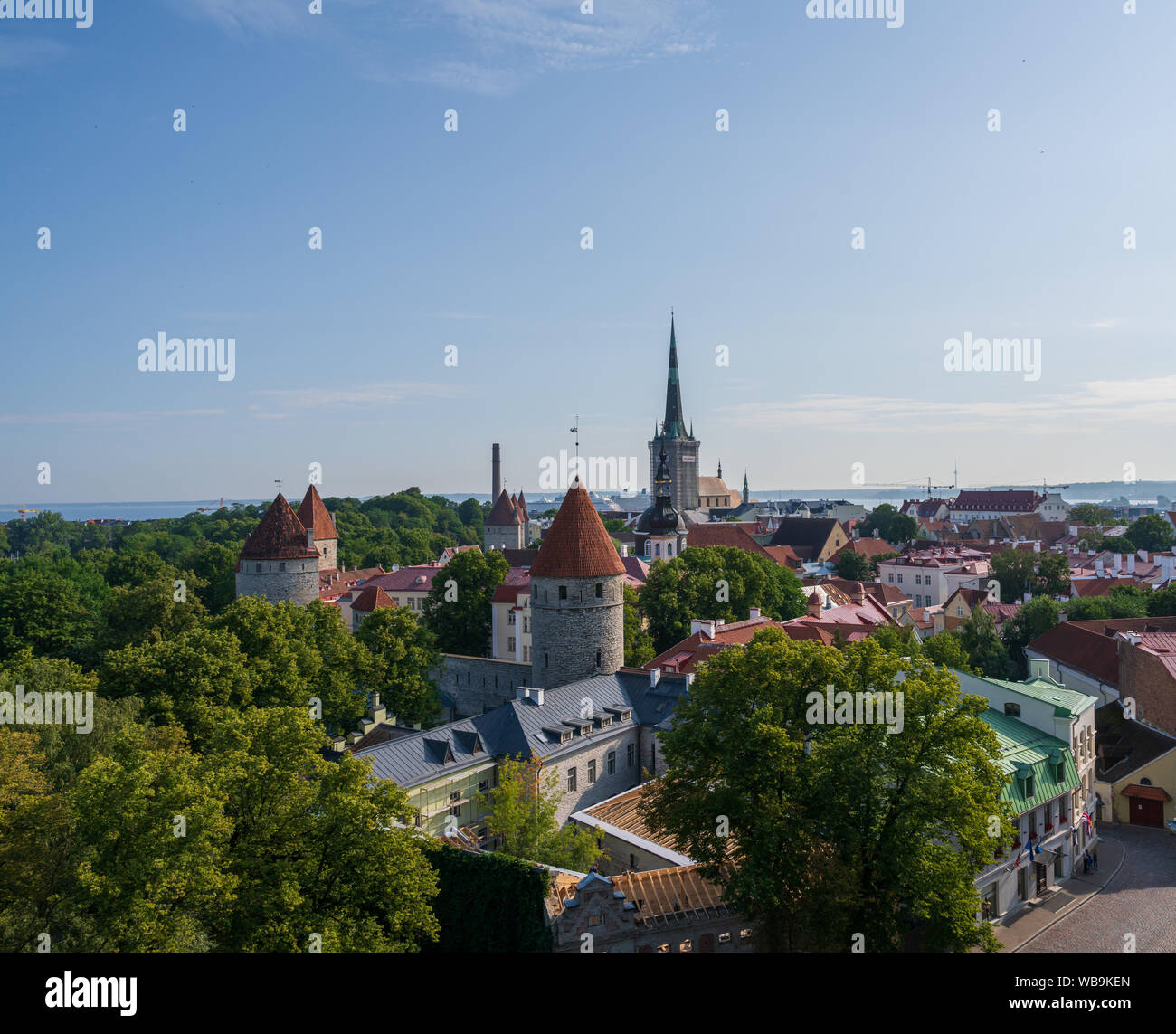 Une photo grand angle donnant sur le centre-ville de Tallin, Estonie sur une journée d'été. Banque D'Images