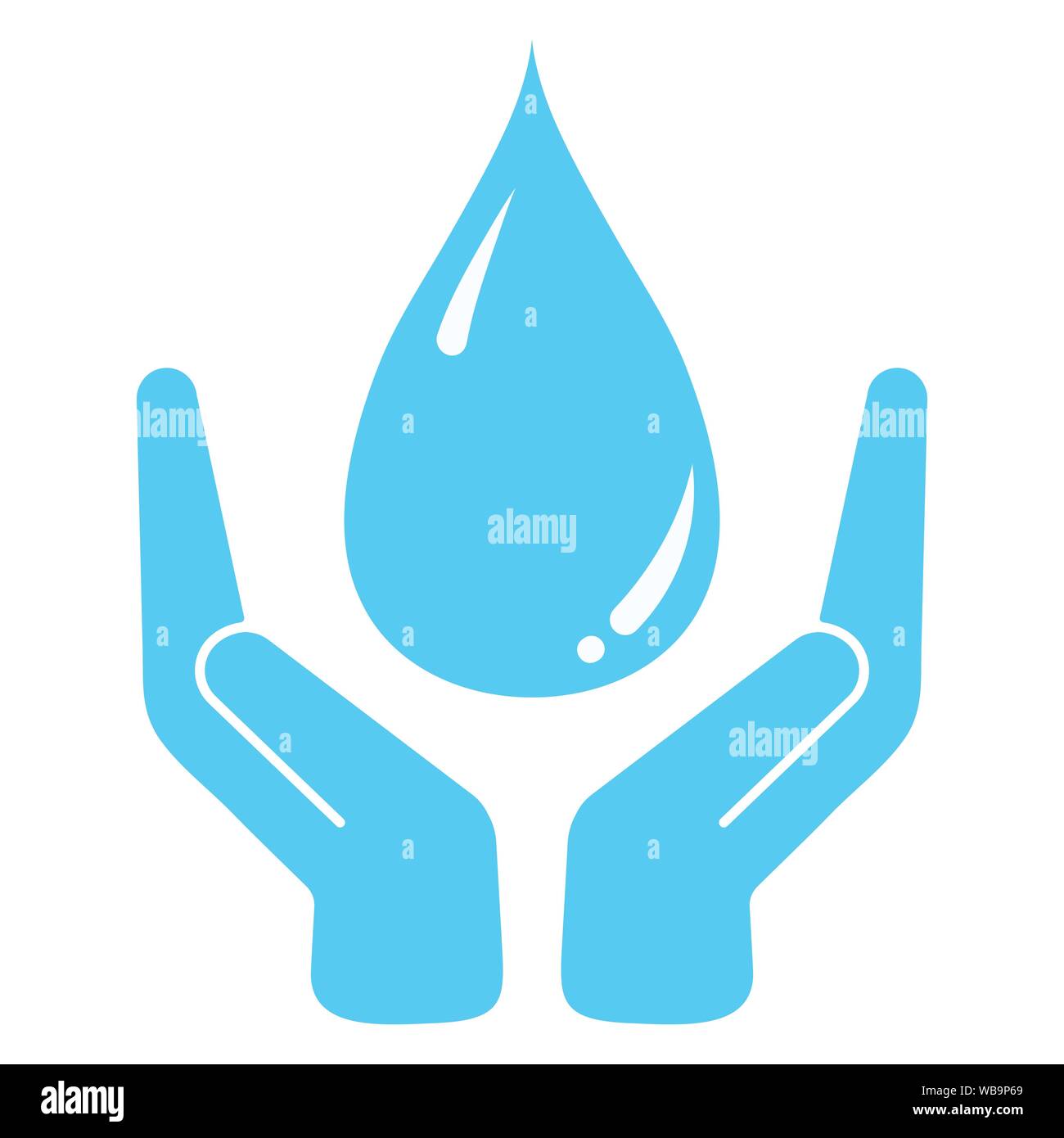 Notion de vecteur illustration de mains tenant la goutte d'eau isolé sur fond blanc. Illustration de Vecteur